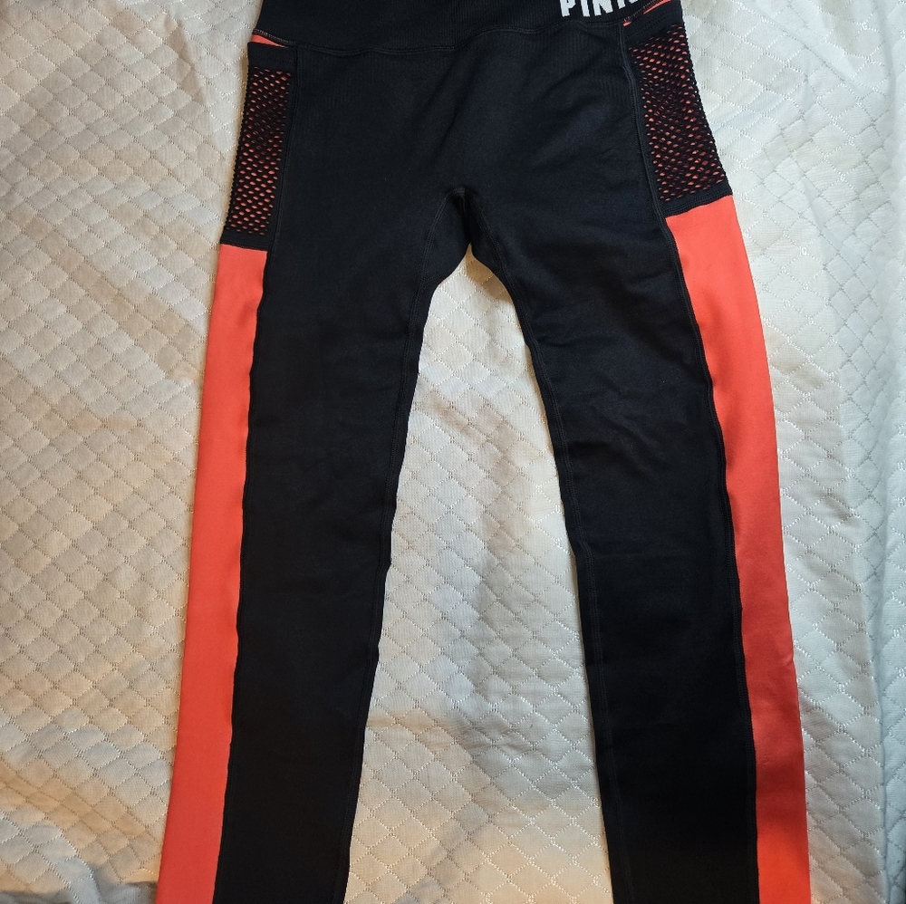 PINK Victoria's Secret Black and Red Leggings